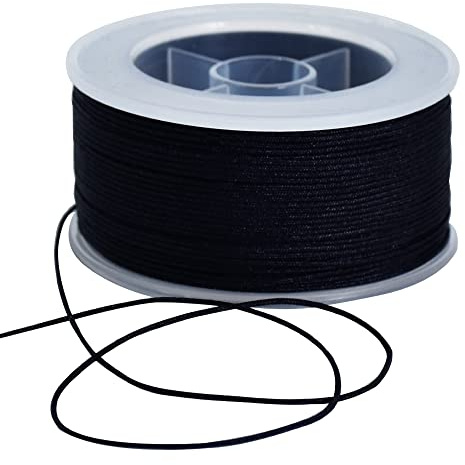 TONIFUL 0.8mm x 70 Yards Nylon Cord Satin String for Bracelet Jewelry Making Rattail Macrame Trim Cord Necklace Bulk Beading Thread Kumihimo Chinese Knot Craft(Black)