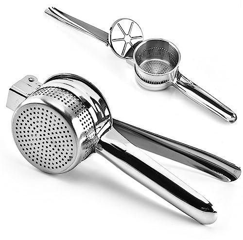 Gearmax Presse Purée Manuel, Presse-Purée en Acier Inoxydable de Grande Capacité, Presse-Purée à Pommes de Terre, Outil de Cuisine pour Purée des Fruits, Légumes et Aliments pour Bébé