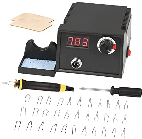Trsaow Brandmalerei-Set aus Holz, Brandmalerei, 60 W, mit 33 Lötspitzen, LCD-Display, einstellbare Temperatur von 35-700 °C, geeignet für Holz, Leder und Kürbisse