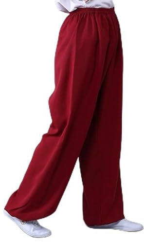 AahArya Kung Fu Hosen Tai Chi Und Wing Chun Herrenhose Damen Kampfsport Taiji Training Hose Qigong Shaolin Weite Beine Knickerbocker Jogginghose Freizeithose,D,M