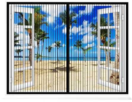 Fly Screen Window Insect Protection Window Insect Protection Roller Blind, with Full Frame Velcro Fastener and Sewn-in Weights, White/155x155cm