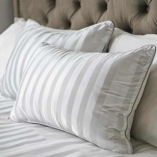 Hotel Grand Luxury Feather Down Pillows King Size Set of 2 Pack Hypoallergenic Medium Firm Pillows 100% Cotton Breathable Sleeping Pillows for Back/Side Sleepers Bed Pillows,20 X36(2 Pack)