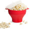 Popcorn Maker, 25 x 14.5 cm Microwave Popcorn Machine, Silicone Popcorn Maker, With Lid and Handle, Foldable Popcorn Maker, Dishwasher Safe, Great for Parties, Home, Kitchen, Red