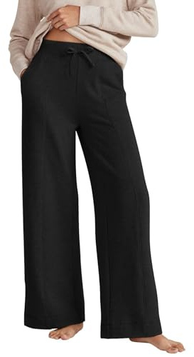 Pantaloni per il tempo libero da donna, in cotone, per l'inverno, in tinta unita, eleganti, in vita elasticizzata, per yoga, a gamba larga, oversize, pantaloni termici ispessiti, Nero , XL