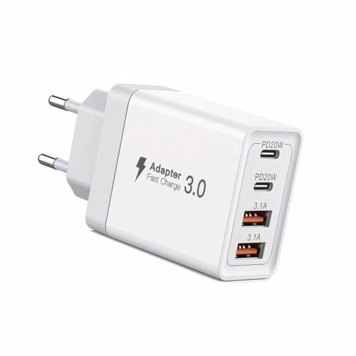 4 USB C Cargador Rápido 40W PD & USB A Type C Carga Rapida Cargador Pared Enchufe Cabezal Cargado Movil Universal Adaptador Corriente para iPhone Samsung Huawei Xiaomi HTC LG Motorola Honor iPad Etc