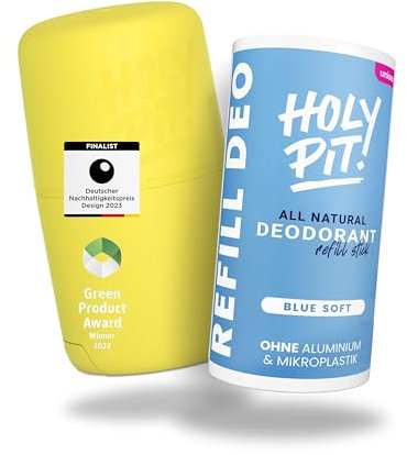 HOLY PIT - Deo-Stick [100% aluminiumfrei] | Nachfüllbares Deo bekannt aus dem TV | Unisex Deo Herren Deo Damen | Vegan | (STARTERPACK, BLUE SOFT)