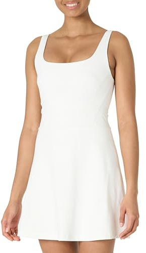 Amazon Essentials Vestido de Tenis Deportivo de FormFlex Supersuave, con Bodi, Sujetador y Pantalones Cortos Incorporados Mujer, Blanco, M