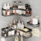 RUIHANDA 3 in 1 Upgrade Duschregal Edelstahl【15KG Tragkraft!】【10mm Verdickt vs Markt 1mm】【6cm Hochkante + 22 Haken】 Rostfreies Dusche Ablage Ecke Organizer, Ohne Bohren - Starke Klebepads, Schwarz