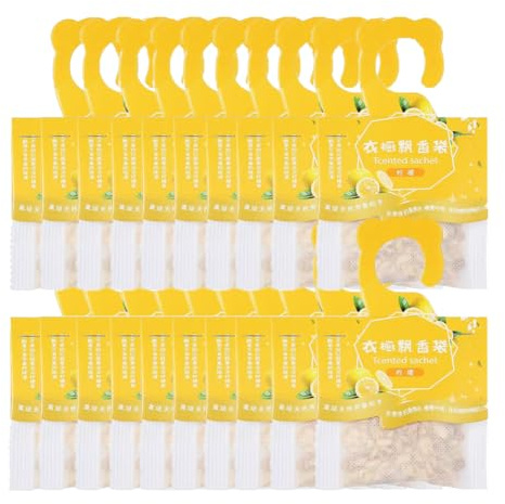 20 Packungen mit hängenden Duftsäckchen, langanhaltender Lufterfrischer, natürlicher Duft, Aromatherapiebeutel für Kleiderschrank, Auto, Schublade, Schrank (Zitrone)