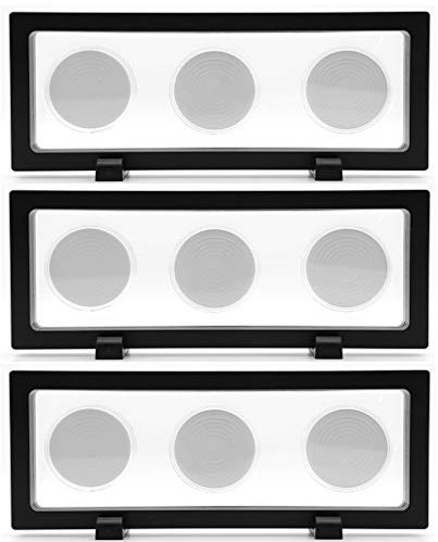 Skelang 3D Floating Display Ständer, Floating Frame Display Halter mit 6 Münzkapseln, Hängevitrine für AA Medaillon, Challenge Coin, Chip, Schmuck, 3er-Set (schwarz)