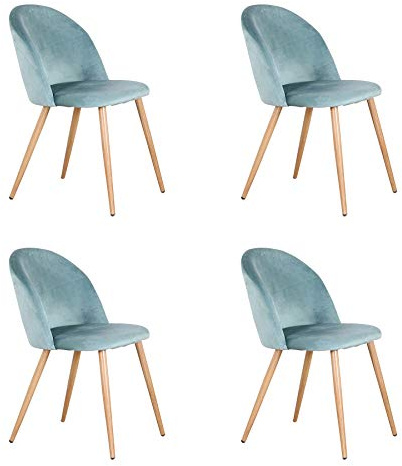 BenyLed Juego de 4 Sillas de Comedor Tapizadas, Sillas Ergonómicas con Asiento y Respaldo de Terciopelo Suave, Patas de Metal Ajustables, Sillas Auxiliares para Comedor, Salón, Dormitorio, Verde