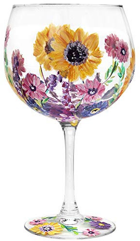 The Leonardo Collection Lynsey Johnstone JNS_475169 - Vaso de ginebra pintado a mano con diseño de girasol, con caja de regalo, multicolor