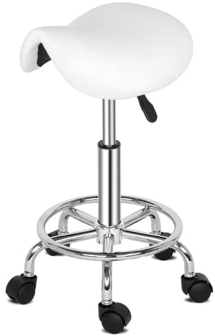 TactFire Tabouret de Selle de Cheval pivotant à 360° Blanc