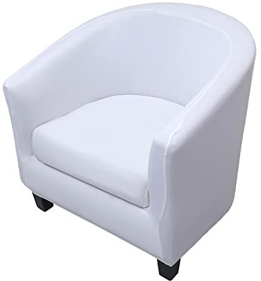 Highdi Sesselschoner Sesselüberwurf mit Elastisch Stretch Husse 2 Stück, Club Chair Schonbezug Sofabezug mit hoher Dehnung Sessel für Loungesessel Cocktailsessel (einfarbig weiß)