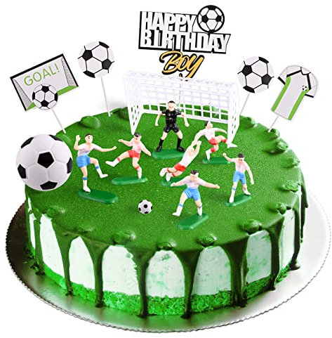 Aohcae Tortendeko Fussball, Fussball Deko für Torten Tortenaufleger Fussball Fußball Tortendeko Fussball Deko Torte Fussball Figuren für Junge Geburtstag Party
