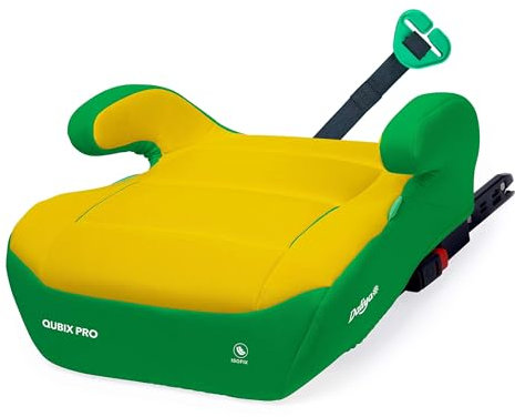 Daliya® QUBIX PRO Kindersitzerhöhung mit ISOFIX | i-SIZE NORM ECE R129 | 125 bis 150 cm | Gurtfix | waschbar | Autositz | Autokindersitz | Kindersitz | Sitzerhöhung (Grün - Gelb)