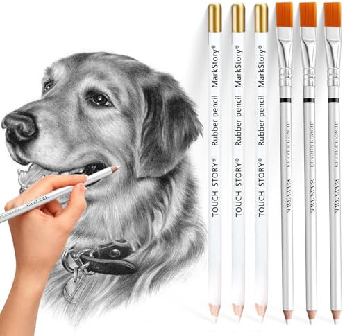 6 Stück Radierstift mit Bürste Radierstift Radierer in Stiftform Radiergummi Zeichenstift Radiergummi zum Zeichnen Radiergummi Stift für Künstler Skizzieren Malerei Zubehör Skizzen Radiergummi