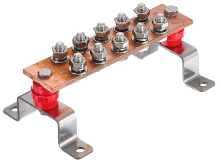 uxcell 1 ensemble de barres de terre en cuivre à fixation murale de 20,3 x 5,1 x 0,6 cm avec 10 positions de terminal