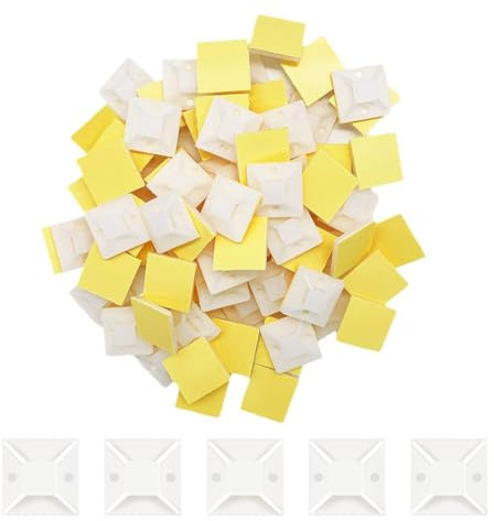 100 Piezas Soporte Autoadhesivo para Bridas de Cables - Fijación de Base para Cables de Nylon 20mm x 20mm