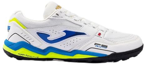 Joma - Scarpe da calcio professionali per tappeti erbosi e moquette, in pelle di alta qualità, traspiranti, per uomo e donna, Bianco Royal, 42 EU