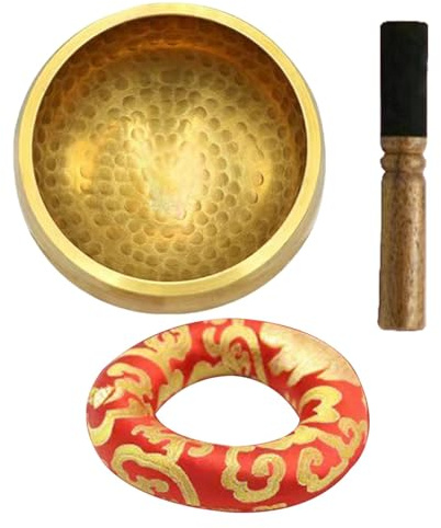 Bol chantant tibétain, fait à la main, pour méditation, avec maillet coussin, pour yoga, chakra, pleine conscience