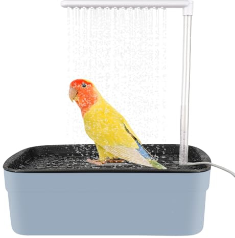 LUFEIS Bird Bath, Automatic Water Circulation with Multiple Water Outlets, Parrot Shower Bath, USB Electric Birds Shower Bathing Tub for Parakeet, Cockatiel, Parrot & Small Medium Birds (Grey)