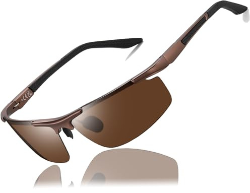 Perfectmiaoxuan Gafas de Sol Hombre Mujer Deportivas Polarizadas Conducción Gafas Pesca Ultraligeras Montura de metal Al-Mg Protección UV400