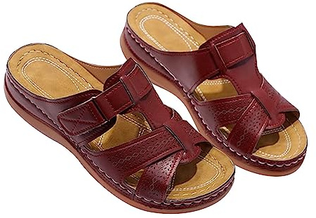 Mules med låg kilklack för kvinnor kvinnor kvinnors rygglösa sandaler dra på skor öppen tå tofflor andetag ihålig sko tjock botten skor mjuk kudde glidare ortopedisk vardaglig sandal med hålfotsstöd