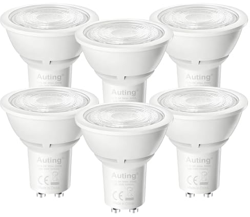 Auting Bombillas LED GU10, 6 Unidades 2W (Sustituyen 40W), 360LM, Focos LED Reflectores con Luz Blanco Cálido 3000K, Ángulo de Haz 38°, No Dimmable, Clase de Eficiencia Energética A