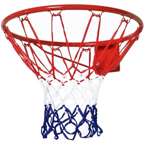 HOMCOM Panier de Basket, Anneau de Basketball avec Filet Ø 46 cm, Support de Basket-Ball Suspendu Mural intérieur et extérieur, Rouge