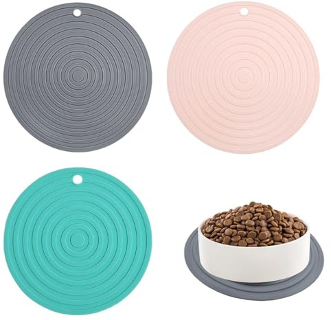 Tappetino Silicone Ciotola Gatto 3 Pezzi 2x16cm 1x18cm Tappetino Antiscivolo Impermeabile per Ciotole Animali Domestici Facile da Pulire Uso Interno Esterno Cucina Campeggio