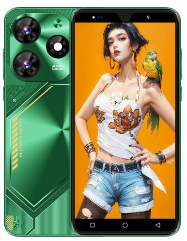 McMgc Dual SIM Unlocked Mobile Phones,1GB RAM/ROM 16GB,5.0 inch HD Display,Dual Camera Android 9.0,Face Unlock,BT,FM,GPS,WiFi,3000mAh Fast Charge (Pova6 NEO-Green)