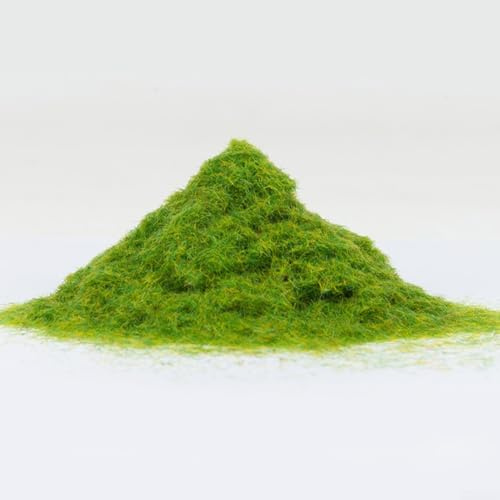 Polvo de hierba artificial de nailon para modelo de paisaje ferroviario, césped estático de 3 mm para diorama y terreno de escala HO, material de césped amarillo verde, bolsa de 500 g (30 g)