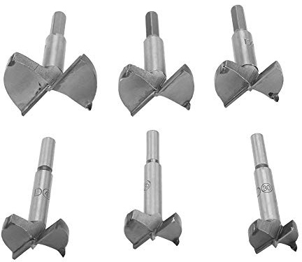 Naroote Juego de Brocas para Madera con Punta Plana de Acero de Alta Resistencia, 6 Piezas, para Taladrar Fácilmente en Madera para Entusiastas del Bricolaje, Rango de Tamaño de 30-60 Mm, Material