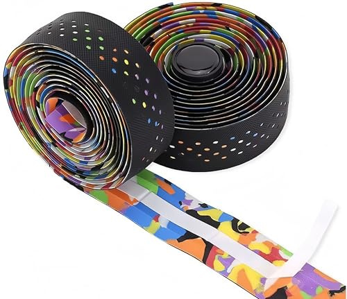 ROSSRORE Road Bike Handlebar Tape, EVA Foam Anti Slip Shock Absorbing Bar Tape, Durable Adhesive Backing for Easy Install, Includes Bar End Plugs & Finishing Tape for Bicycle Cycling