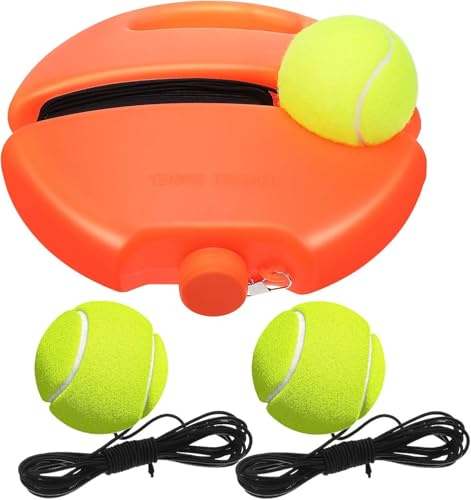 yeeplant Tennistränare Rebounder Set med 3 elastiska sladdbollar, bärbart övningssystem för en spelare för nybörjare, 20 x 20 x 4,6 cm bas, för koordinering och skottinriktning