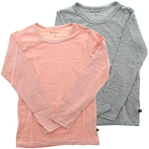 MINYMO Mädchen Basic 35 -T-shirt (2-pack) Bluse, Mehrfarbig (Rosa/Grau 568), 98 EU