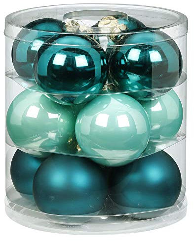 Magic Weihnachtskugeln Glas 8cm 12 STK. Christbaumkugeln (Green Emerald (Mint Dunkel Türkis Meerblau))