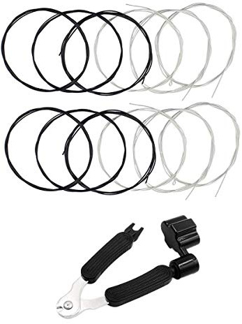JYsun Black Nylon Classical Guitar Strings - 2 Sets and 3 in 1 Restringing Tool with Winder, Cutter, Pin Puller