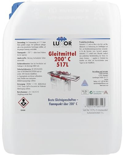 Luxor Schmiermittel 517L Gleitmittel flüssig bis 200°C Holz silikonfrei 5000 ml