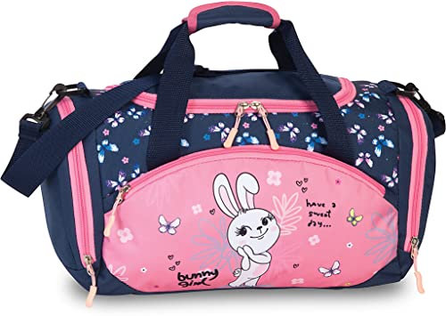 Fabrizio Kinder Sporttasche Reisetasche Polyester 35 x 22 x 18,5 cm Vol. 10l Dino Bunny schwarz rosa (dunkelblau/rosa) , 32 cm