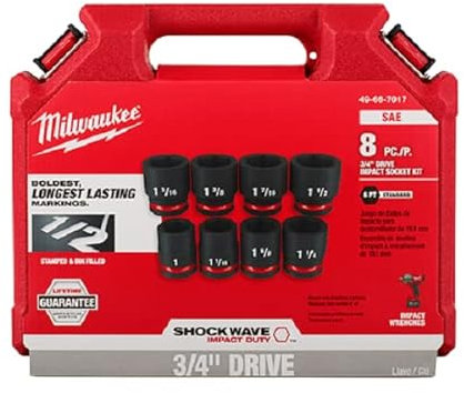 Milwaukee Electric Tool 8 Piece Shallow 3/4 Drive Sae