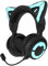 YOWU RGB Cat Ear Headphones 4GS - Gaming Headset for PC PS5 Switch Xbox, 2.4G/Wireless/Wired, Attachable Gaming Microphone, Adjustable Lighting and Effect via ApP (Black)