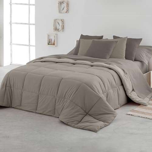 SOMNI HOME Edredón Nórdico Bicolor Reverisble Cama 150/160 cm Duvet Tacto Pluma Microfibra Cálido Comodo Ligero. Cama Doble. Calidad 400 gr. Beige - Arena 250x260