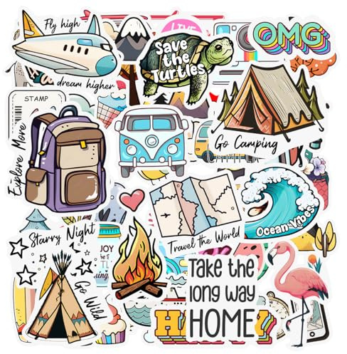 Febio 250 pegatinas multicolor cita de dibujos animados para diario de viaje, maleta, PC, MacBook y botella de agua