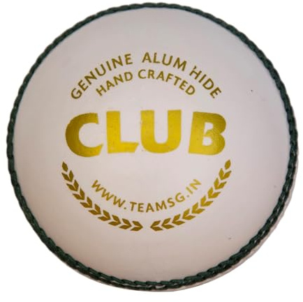 SG Club Cricket Balls | Colour: White | Pack Size: Pack of 1 | Water-Resistant Leather Ball | Suitable for Practice Game | Tournament Game Cork