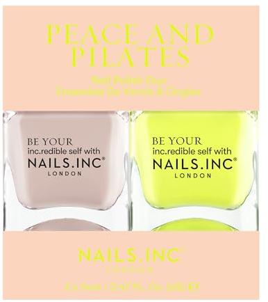 Nails Inc Be Your Inc.redible Self Peace And Pilates Nail Polish Duo, Neon, No Chip, Long Lasting, Quick Dry, Air Dry, Professional Manicures & Pedicures, Fingernails & Toenails, 2 Piece Set