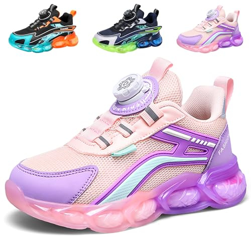 ITSOGOO Zapatillas de Deporte para Niños Zapatos Niñas para Correr Niño Running Atletismo Zapatos Deportivas Zapatillas de Gimnasia Tenis Trotar Runners Trainers Rosa 31