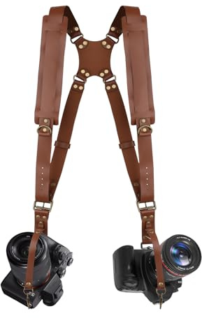 Bebaimis Tracolla Fotocamera,Tracolla Macchina Fotografica per 2 Fotocamere,Cinghia Macchina Fotografica,Cinghia Per Fotocamera,Cinghia Fotocamera per TUTTE le DSLR/SLR,Marrone