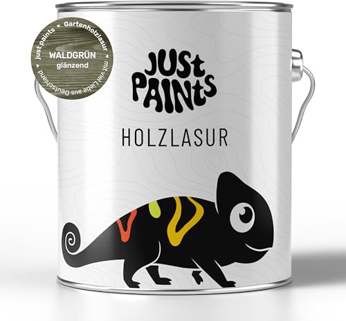 Just Paints - Holzlasur für Außen | Wetterbeständige Gartenholzlasur - made in Germany (Waldgrün, 5 Liter)